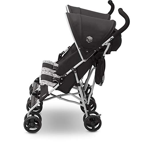 Delta Children Jeep Scout Double Stroller weighs 18.3 pounds for portable use.
