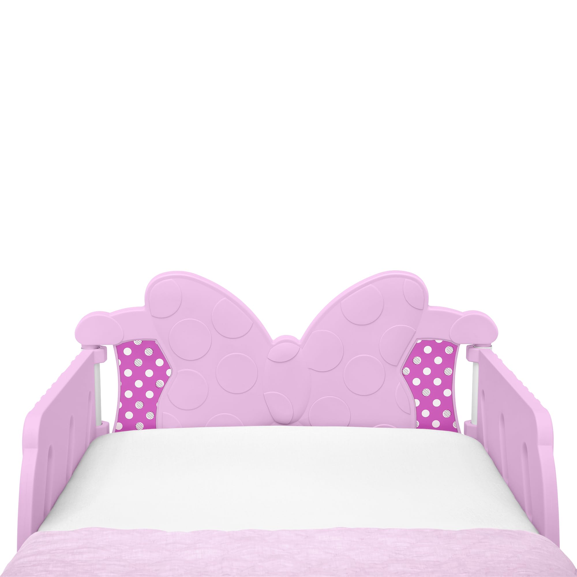 Delta Children Minnie Mouse 3D toddler bed pink durable frame for long-lasting use.