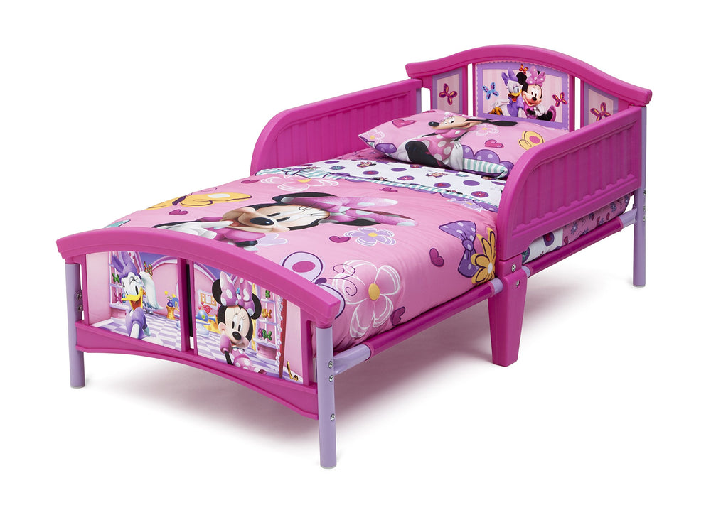 Delta Minnie Mouse bed footboard featuring bright graphics and sturdy guardrails for safety