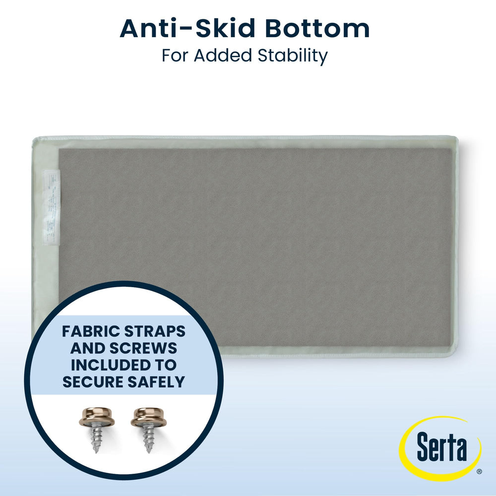 Delta Children Serta straps and screws attach pad securely to furniture for safety