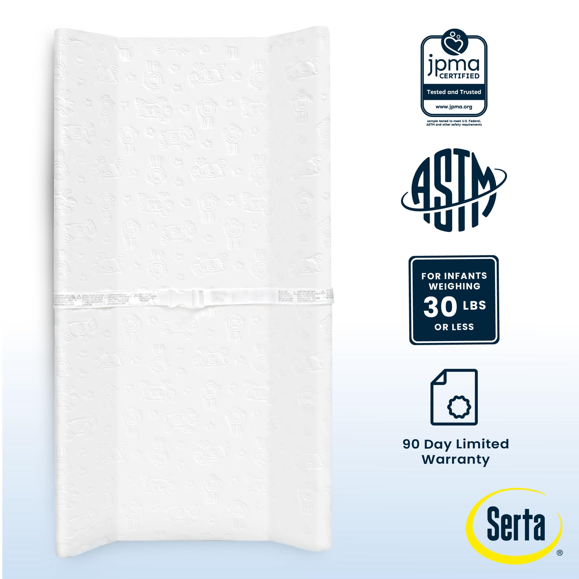 Delta Children Serta contoured sides create a secure changing space during outfits and diapering
