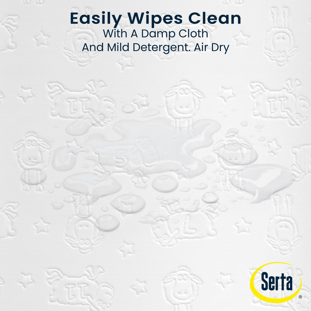Delta Children Serta non-skid bottom helps pad stay in place on a dresser or changing table