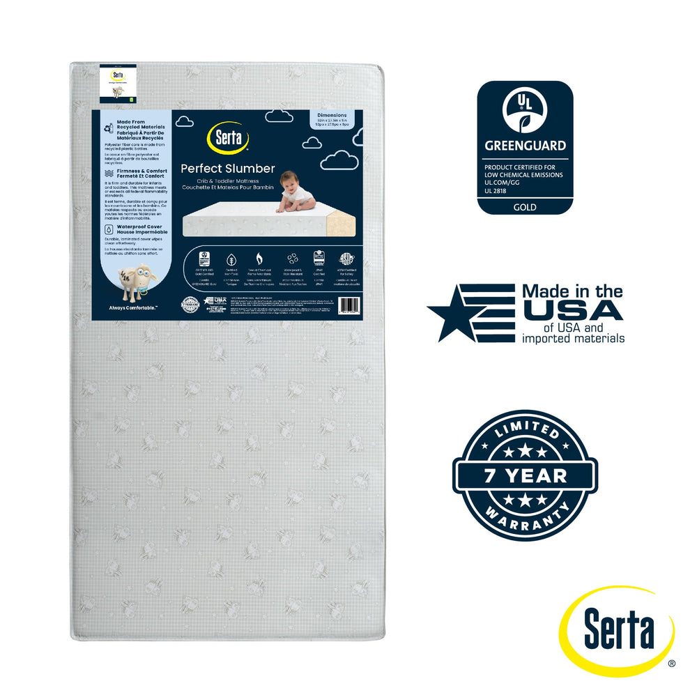 Delta Children Serta Perfect Slumber displayed for toddler bed transition flip feature.