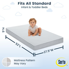Delta Children Serta Perfect Start fiber-core from recycled bottles supports durability and sustainability.