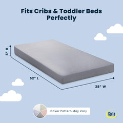 Delta Children two-stage design supports infant firmness and toddler comfort