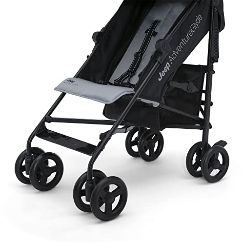 Delta Children Jeep AdventureGlyde locking rear brakes for reliable stopping.