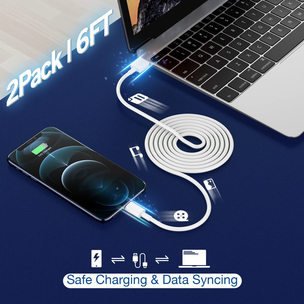 DelTucci 6ft lightning cable, durable and tangle-free for easy data transfer