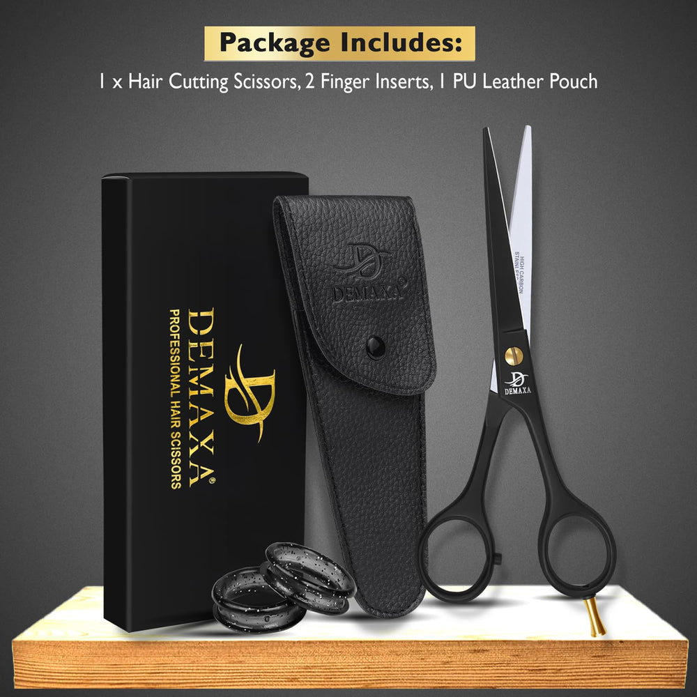 DEMAXA non-slip grip design enhances control when trimming wet or dry hair.