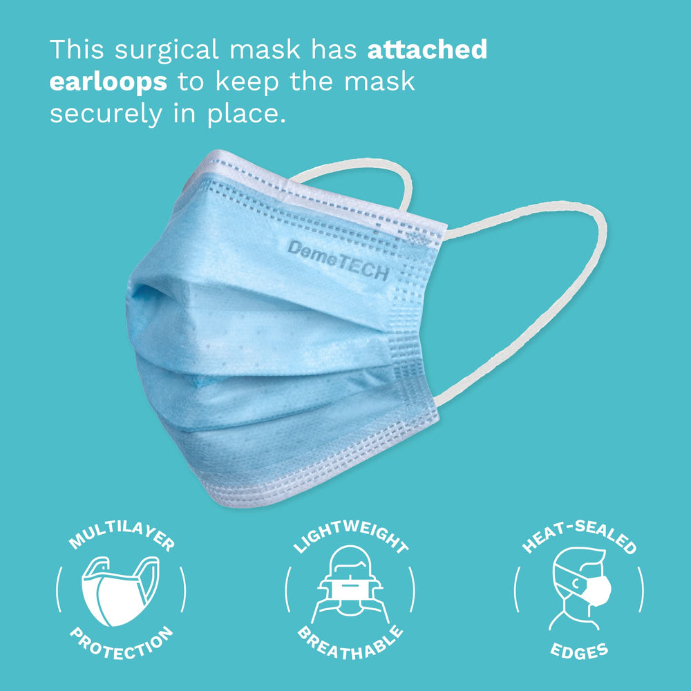 DemeTECH ear-loop design ensures comfortable secure fit for extended wear.
