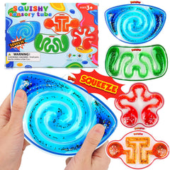 Demilong squishy sensory toy 4-pack front view promotes calm focus through tactile squeezing