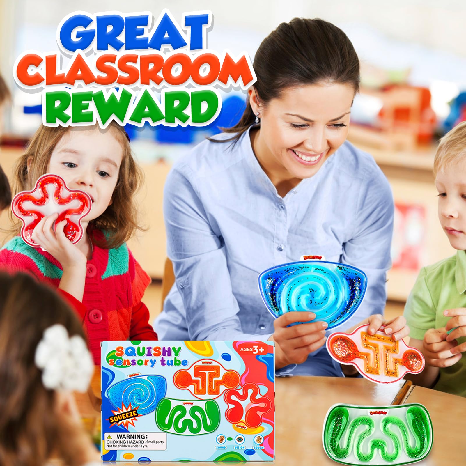 Demilong squishy sensory toy classroom gift for kids, encouraging calm during lessons