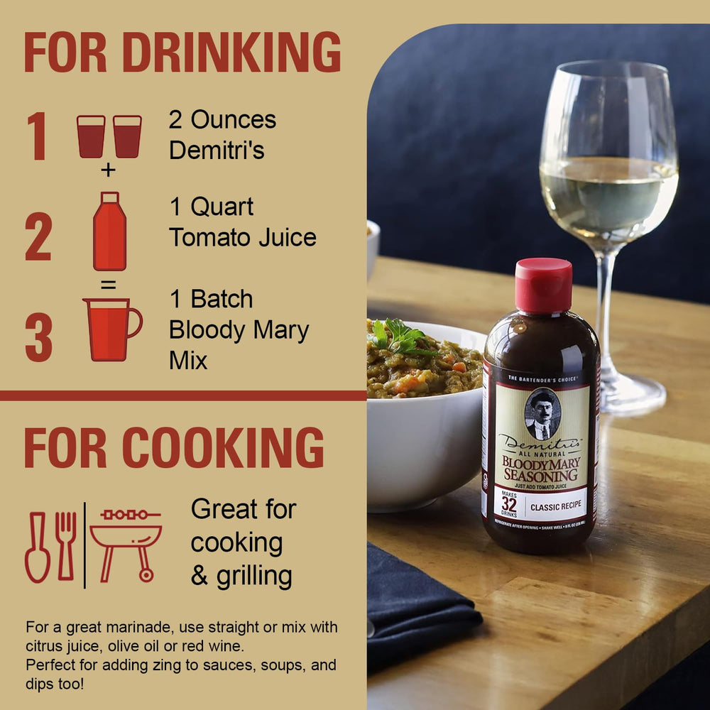 Demitri's Bloody Mary Seasoning used as marinade and savory dip enhancer