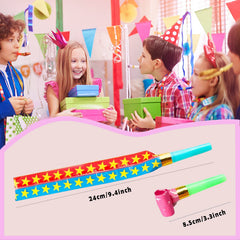 DEMOCRATIDO party blowers close-up, ideal for kids and adults to kick off festivities.
