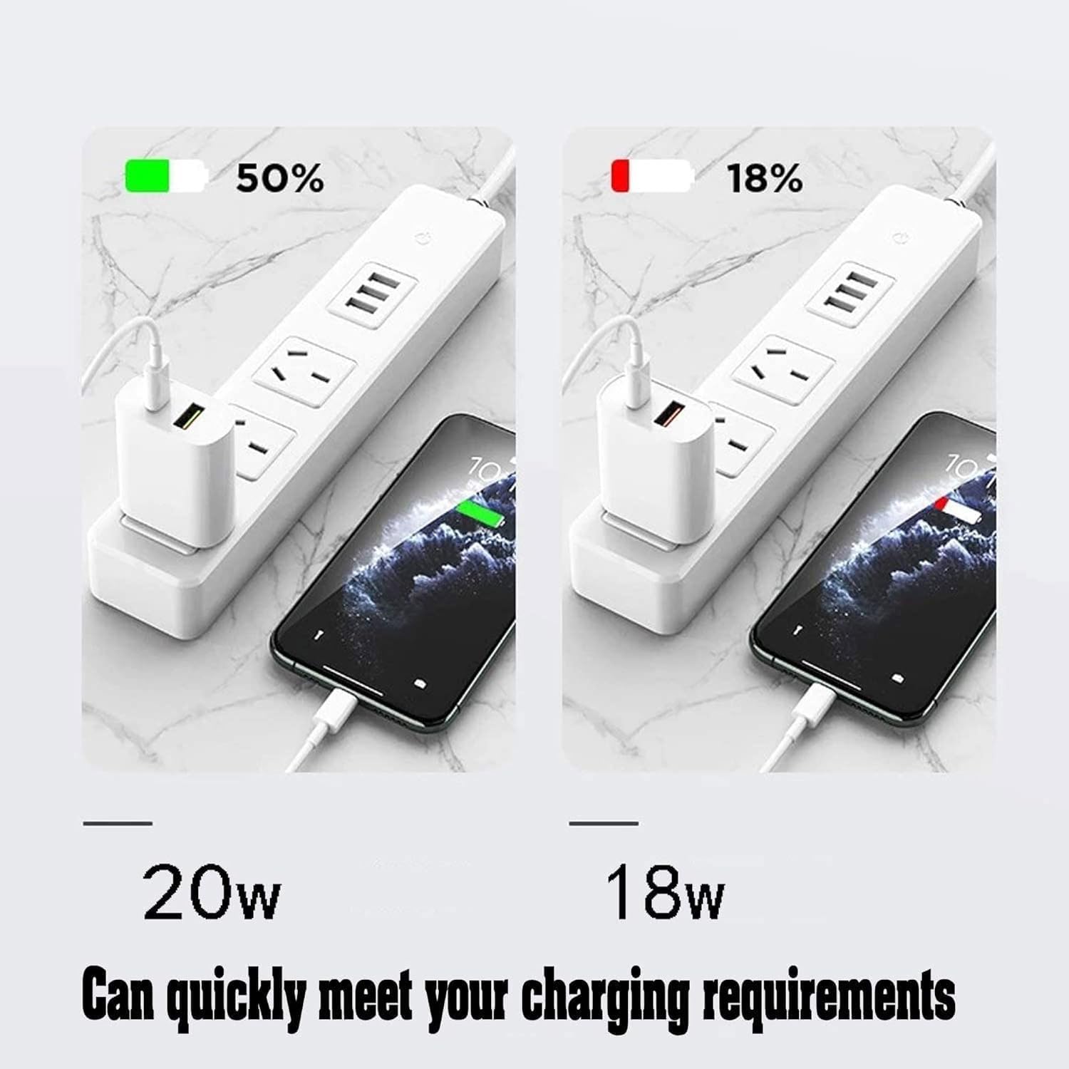 USB-C and USB-A ports enable multi-device charging from one plug