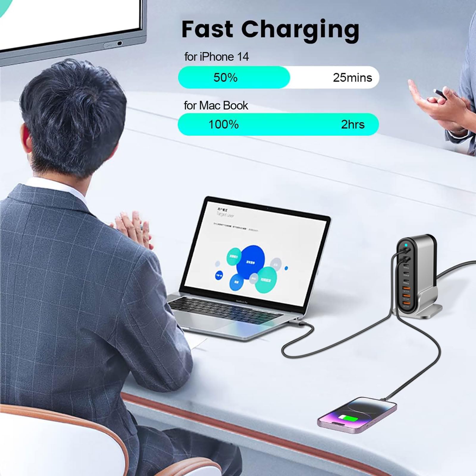 DENGWENQIANG USB-C fast charger 8-port with LED indicators for easy monitoring
