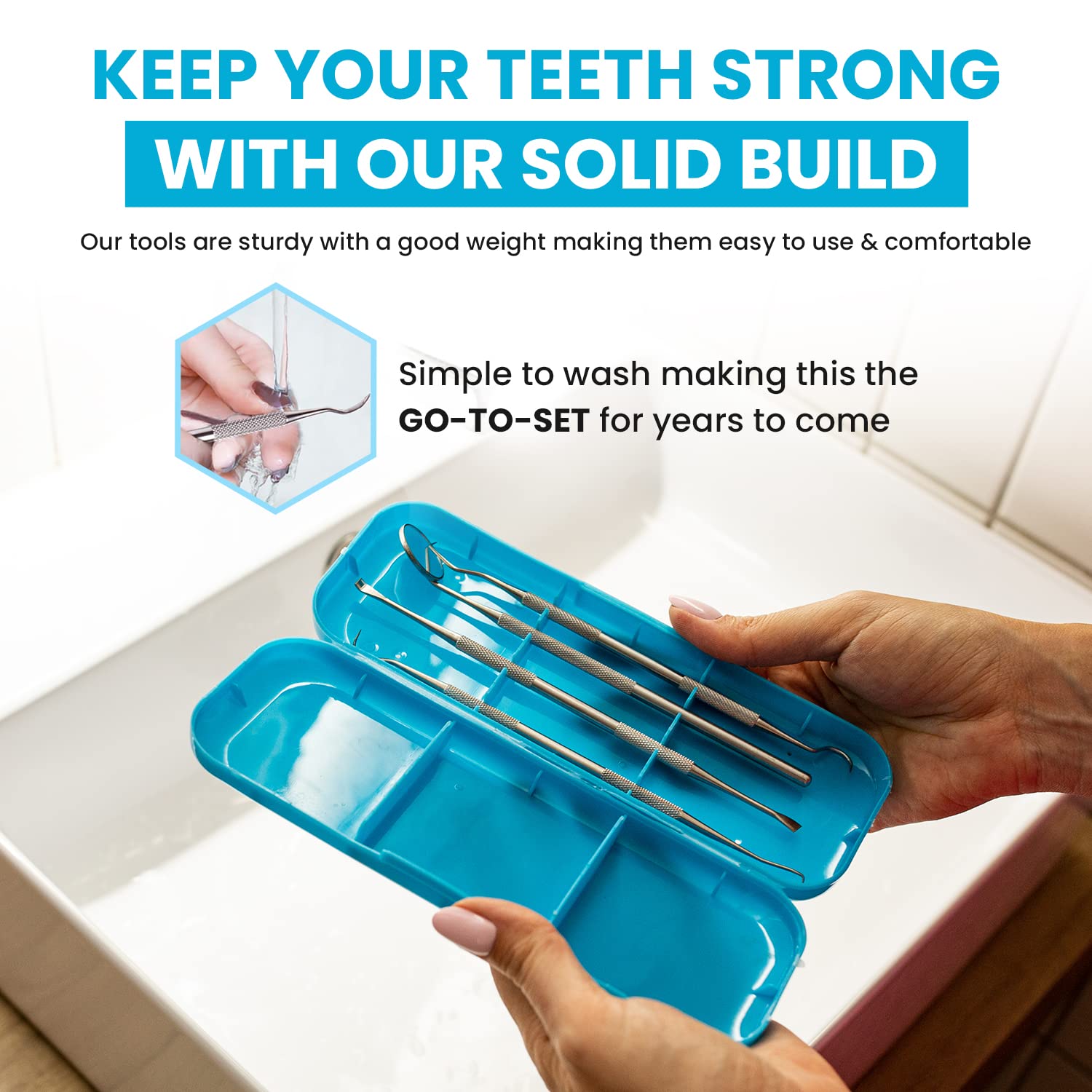 Dental Duty Aqua color options display with available hues