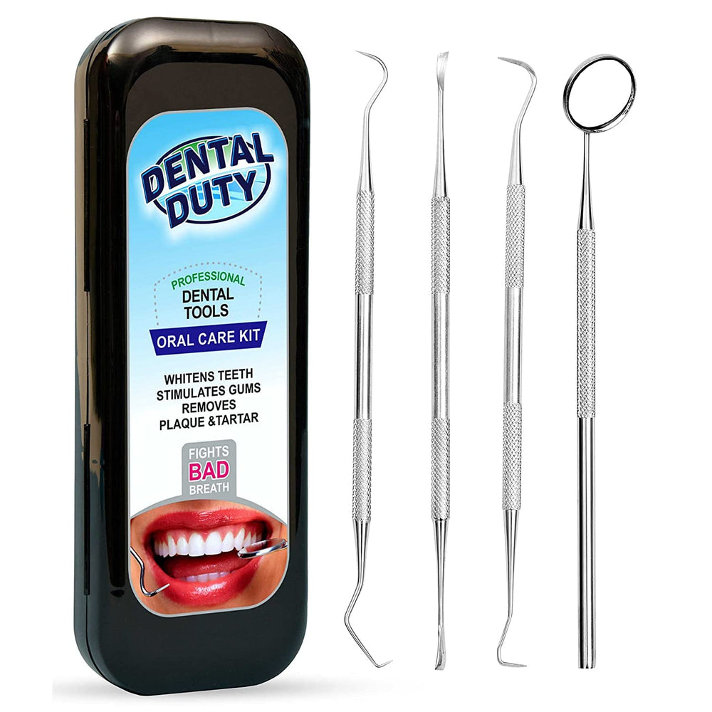 Dental Duty dental picks in a black kit for at-home plaque access