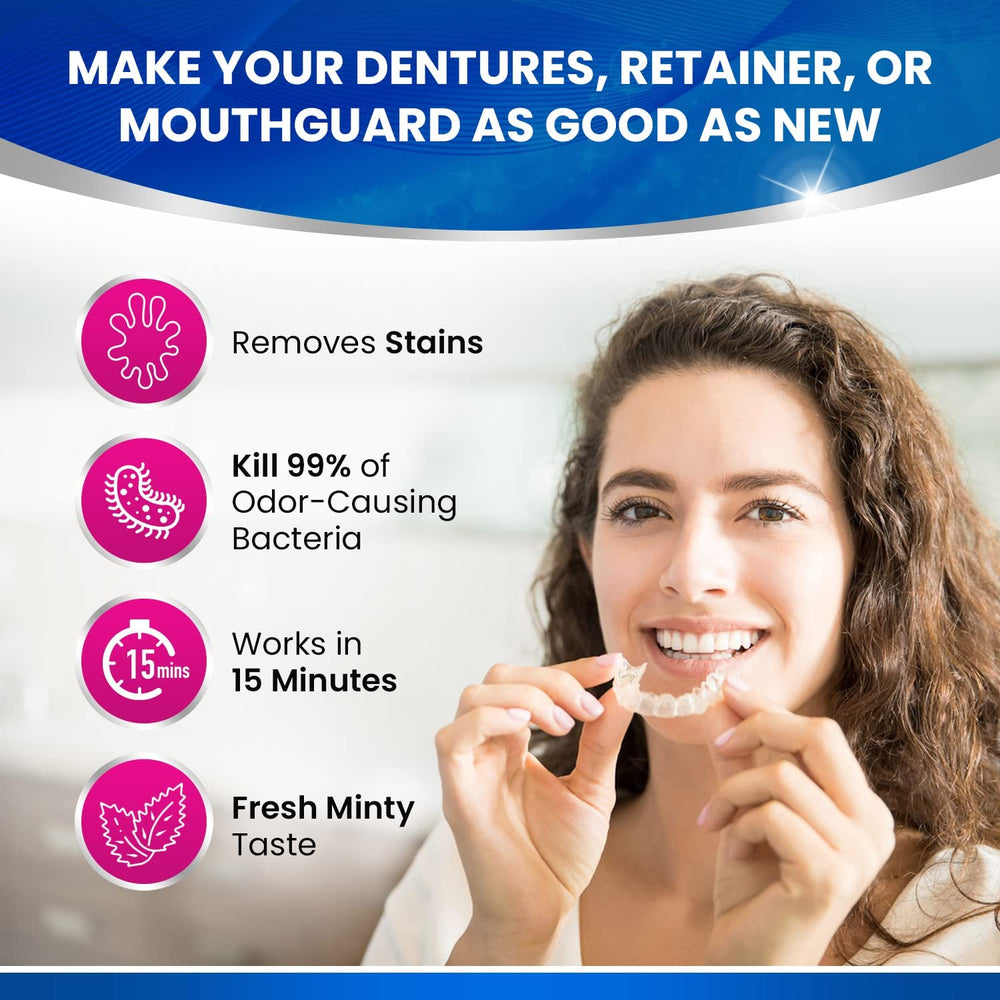 Dental Duty mouth guard cleaner tablets in bubbling solution for thorough cleansing