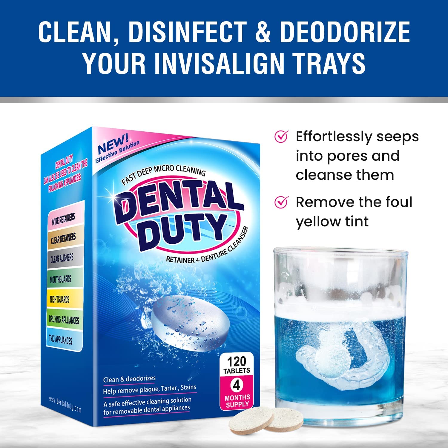 Dental Duty night guard cleaner tablets dissolving for quick refresh