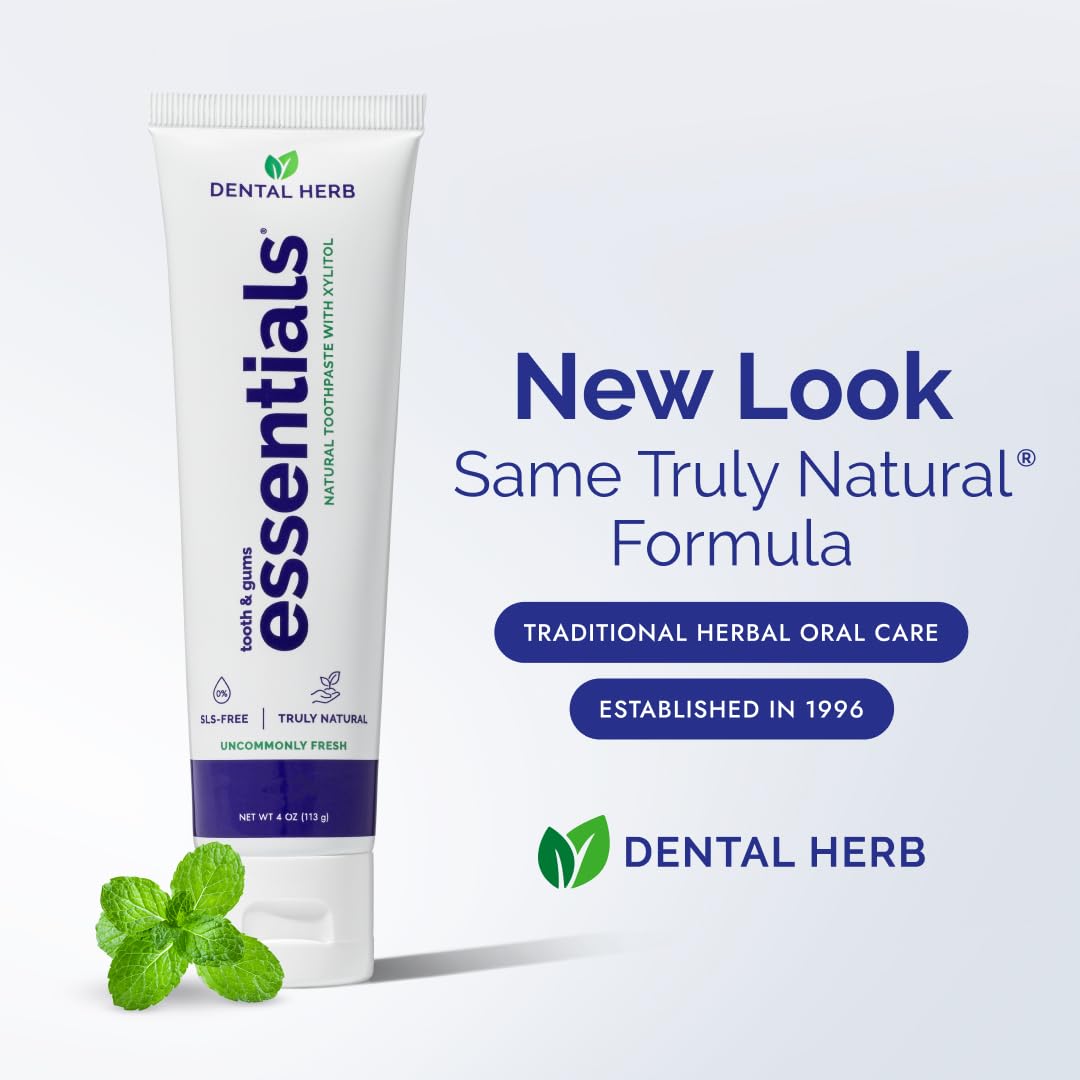 Daily brushing scene with Essentials toothpaste emphasizing a fresh mouthfeel.