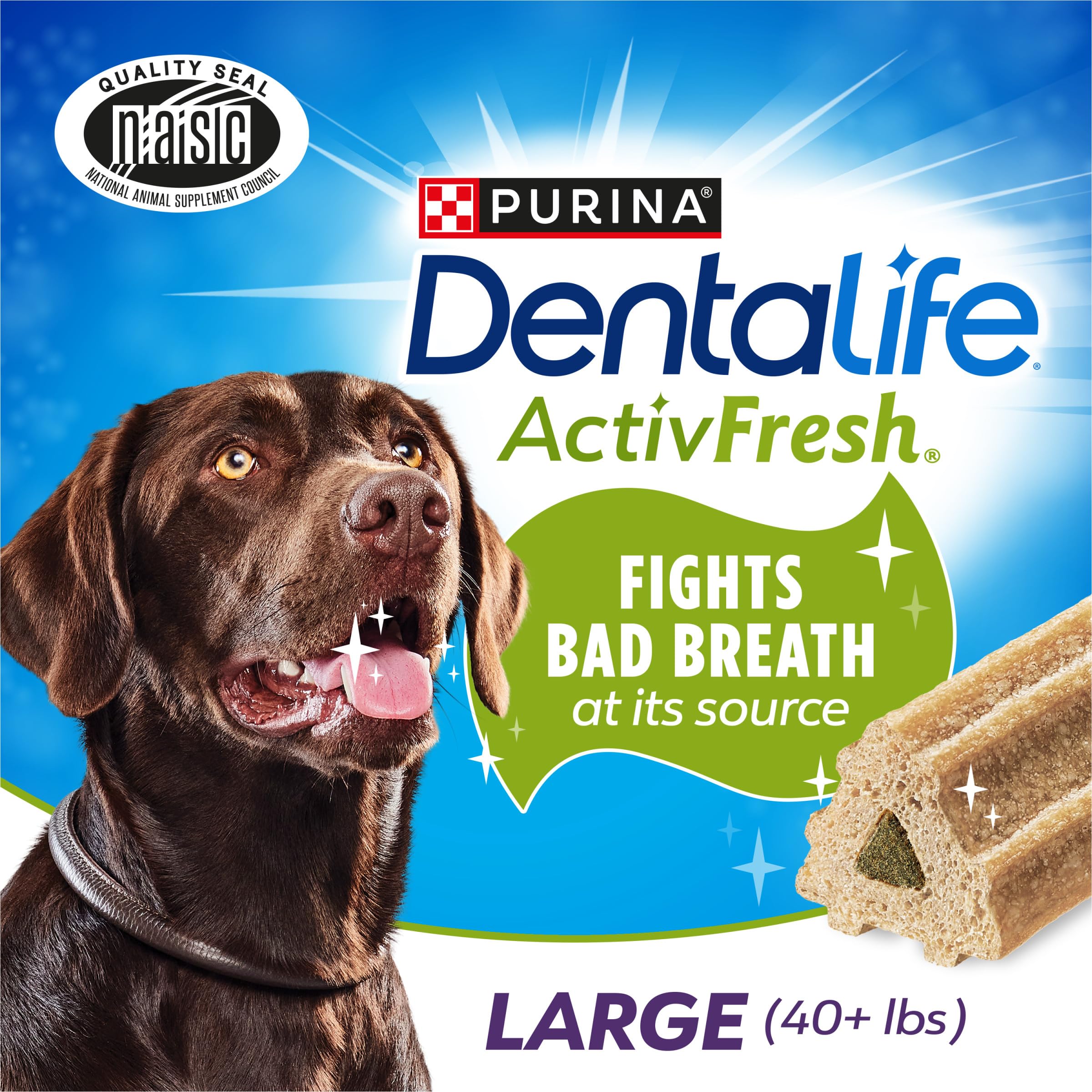 Dentalife ActivFresh chews, 30 per pack for large breeds.