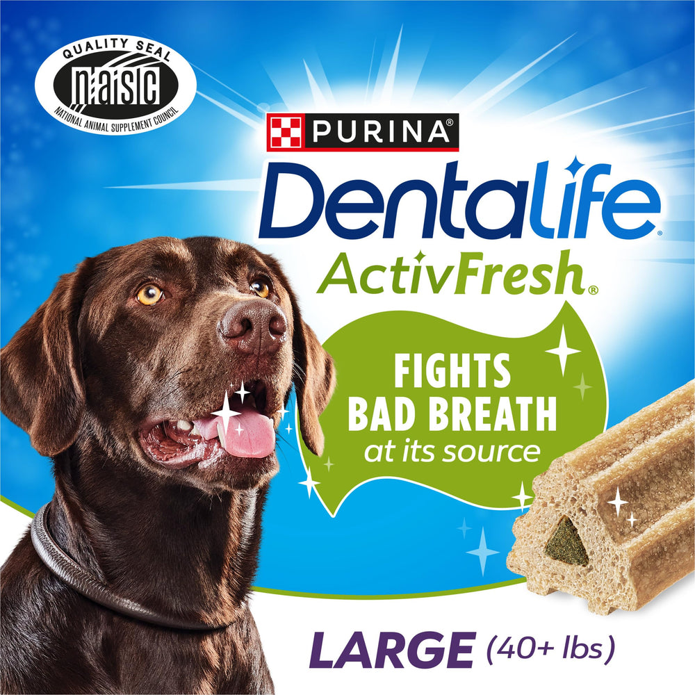 Dentalife ActivFresh chews, 30 per pack for large breeds.