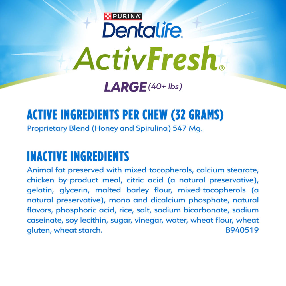Nine ridges design on a Dentalife ActivFresh chew.