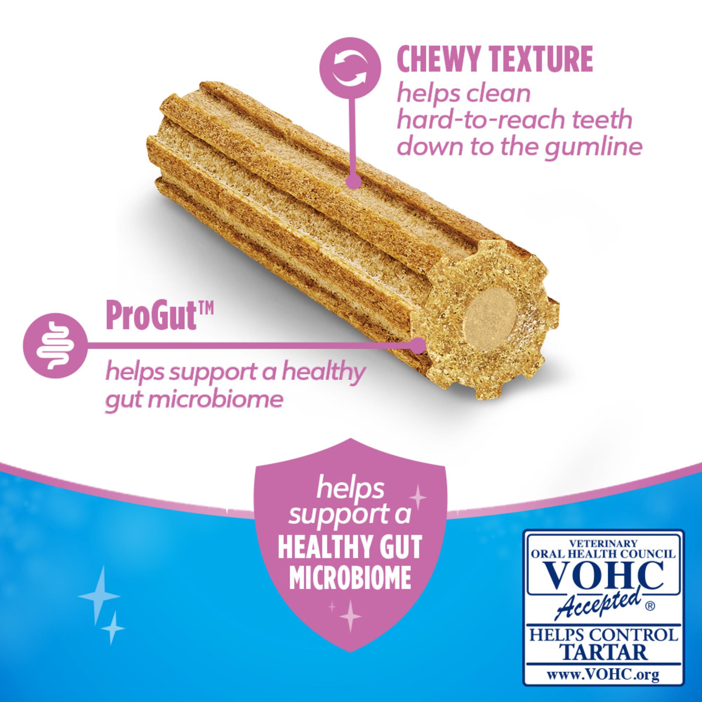 Texture poreuse des bouchées DentaLife Plus pour nettoyage dentaire