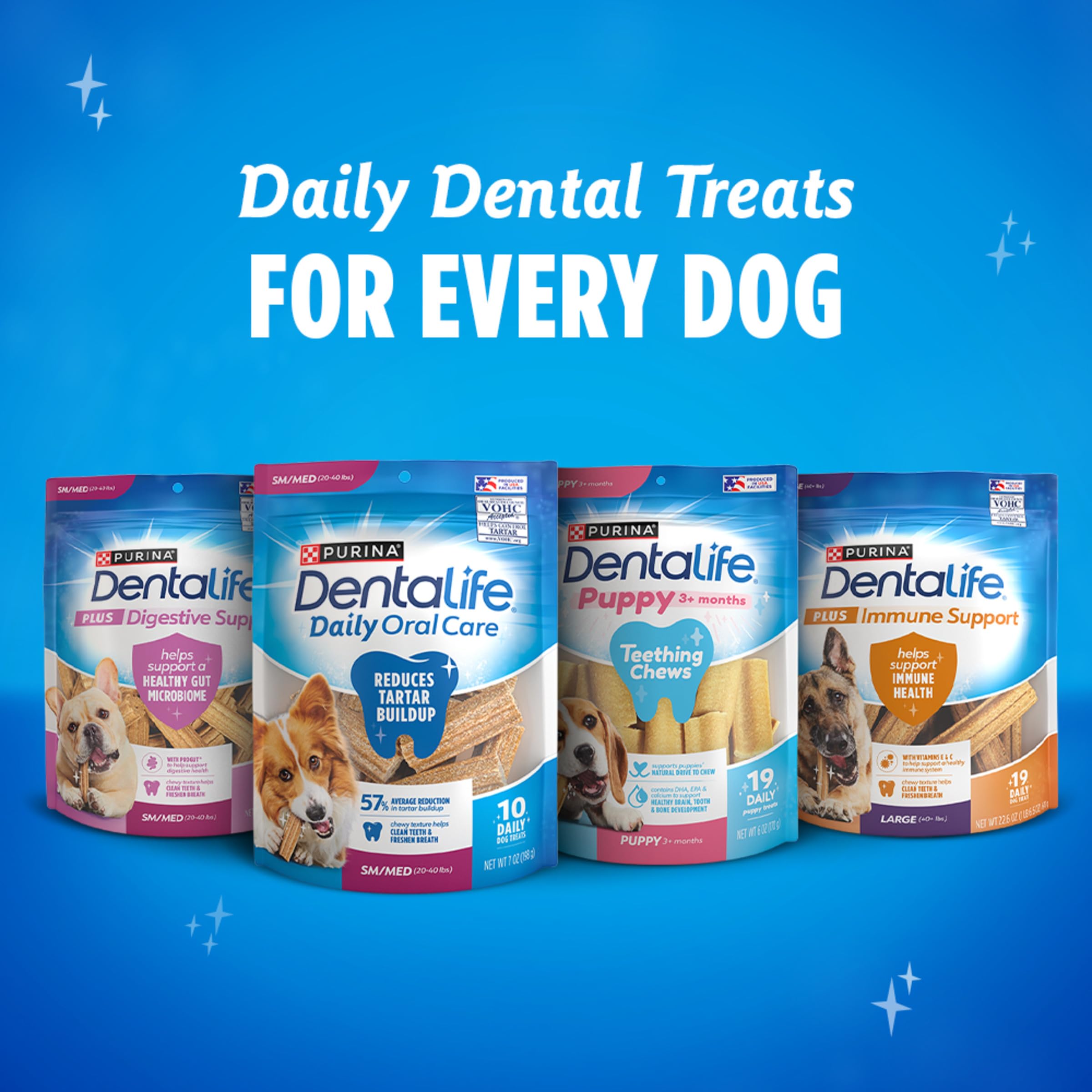 Purina DentaLife chewy texture eight ridges for cleaning.