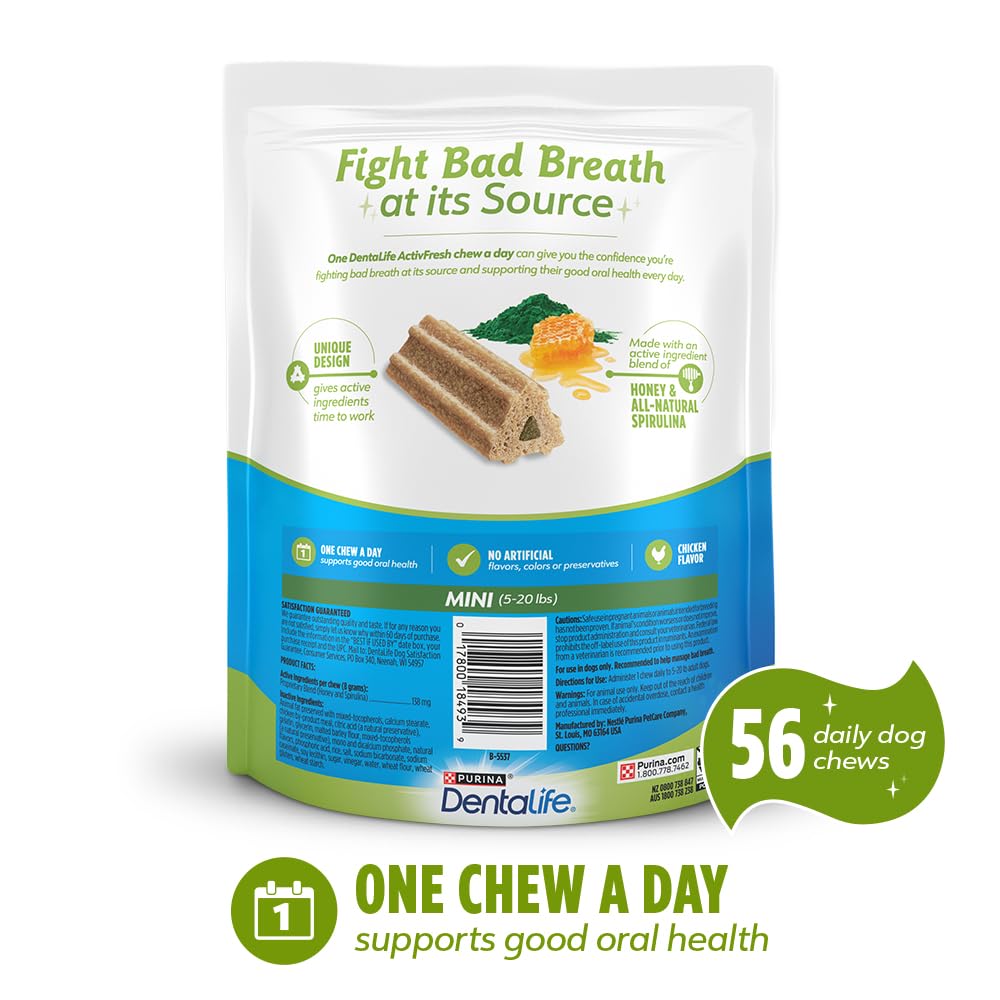 Dentalife ActivFresh chicken-flavor chews appeal during daily routines.