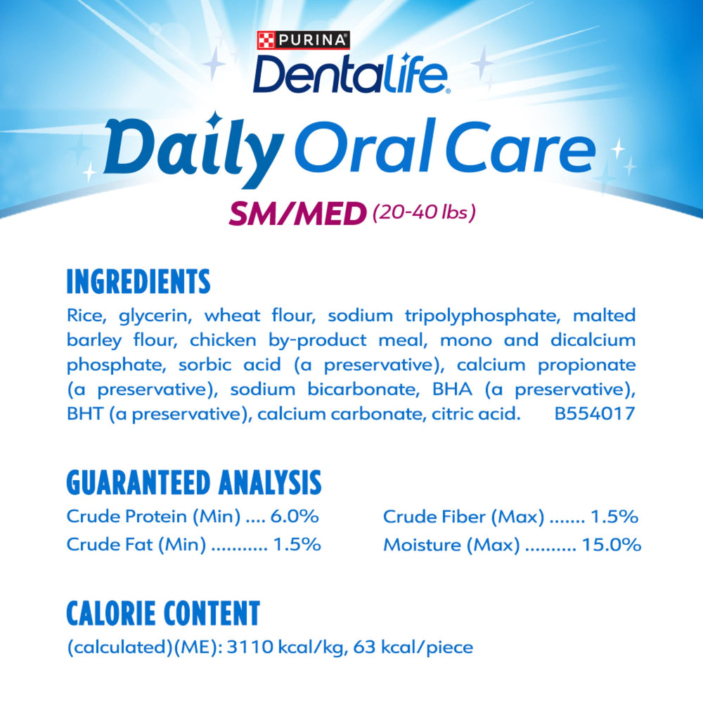 Dentalife VOHC-accepted chews indicate veterinary health standards.