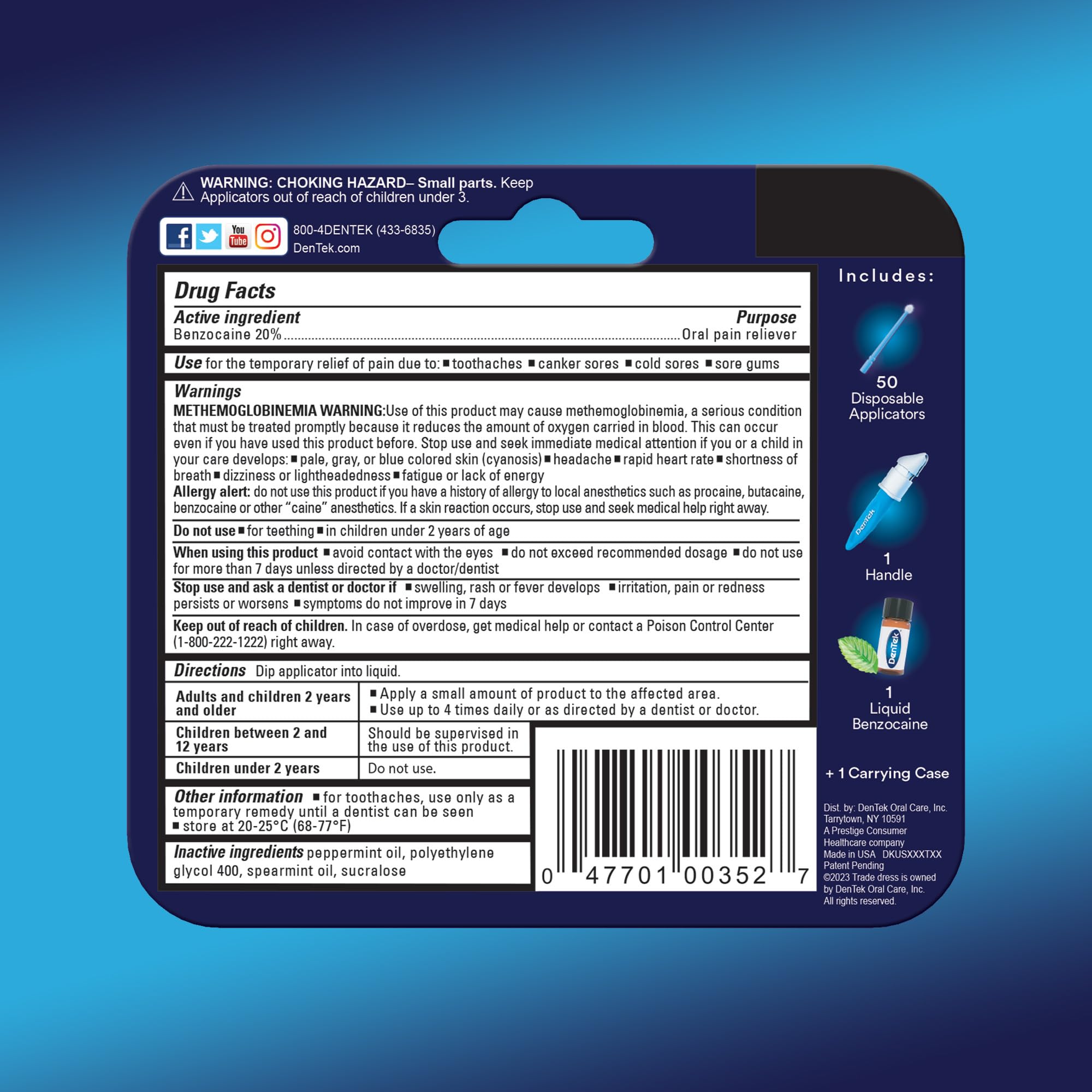 DenTek kit with 50 applicators offers on-the-go dental pain care.