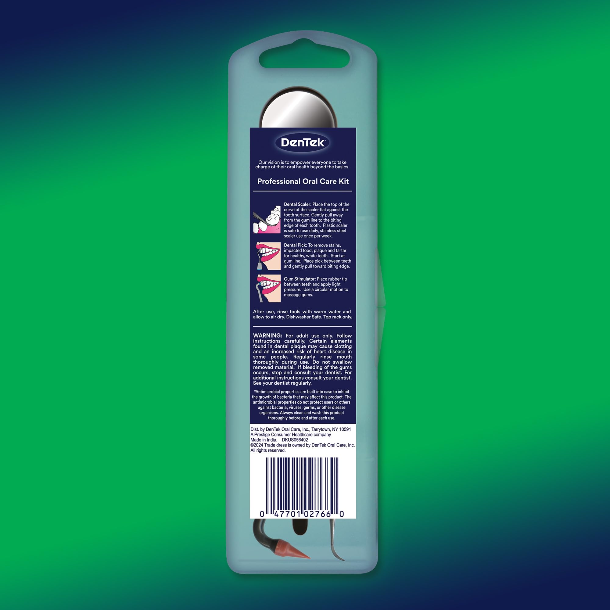 Dentek Professional Oral Care Kit antimicrobial case keeps tools clean
