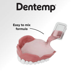 Dentemp Reline-It upper denture usage improving seating and reducing irritation during wear.
