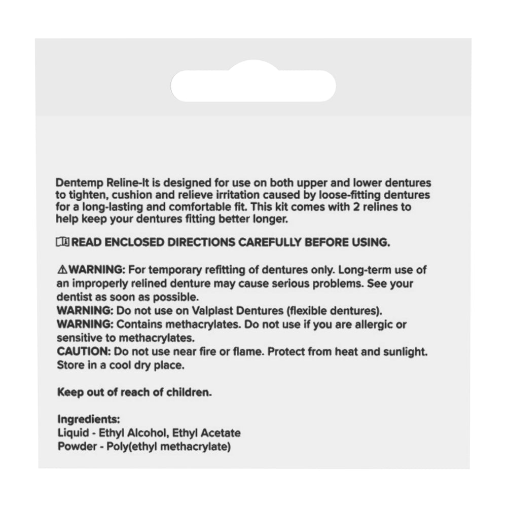 Dentemp Reline-It includes two relines for flexible temporary adjustments when needed.