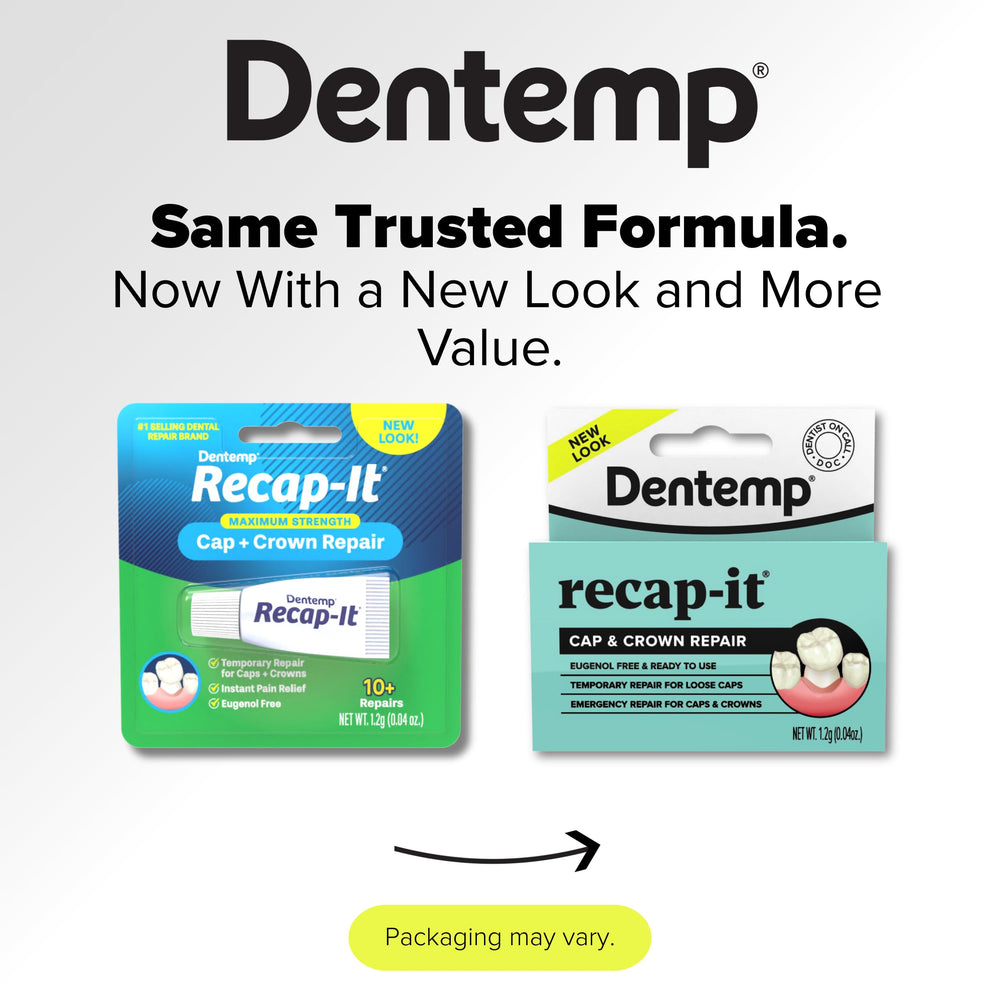 Dentemp Recap-It quick-set cement stabilizes a loose crown