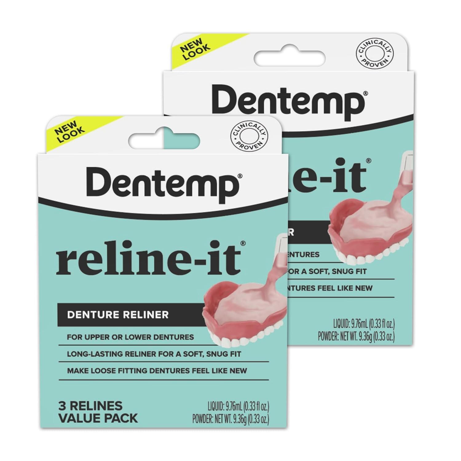 Dentemp Reline-It advanced formula applied for a snug, comfortable fit.