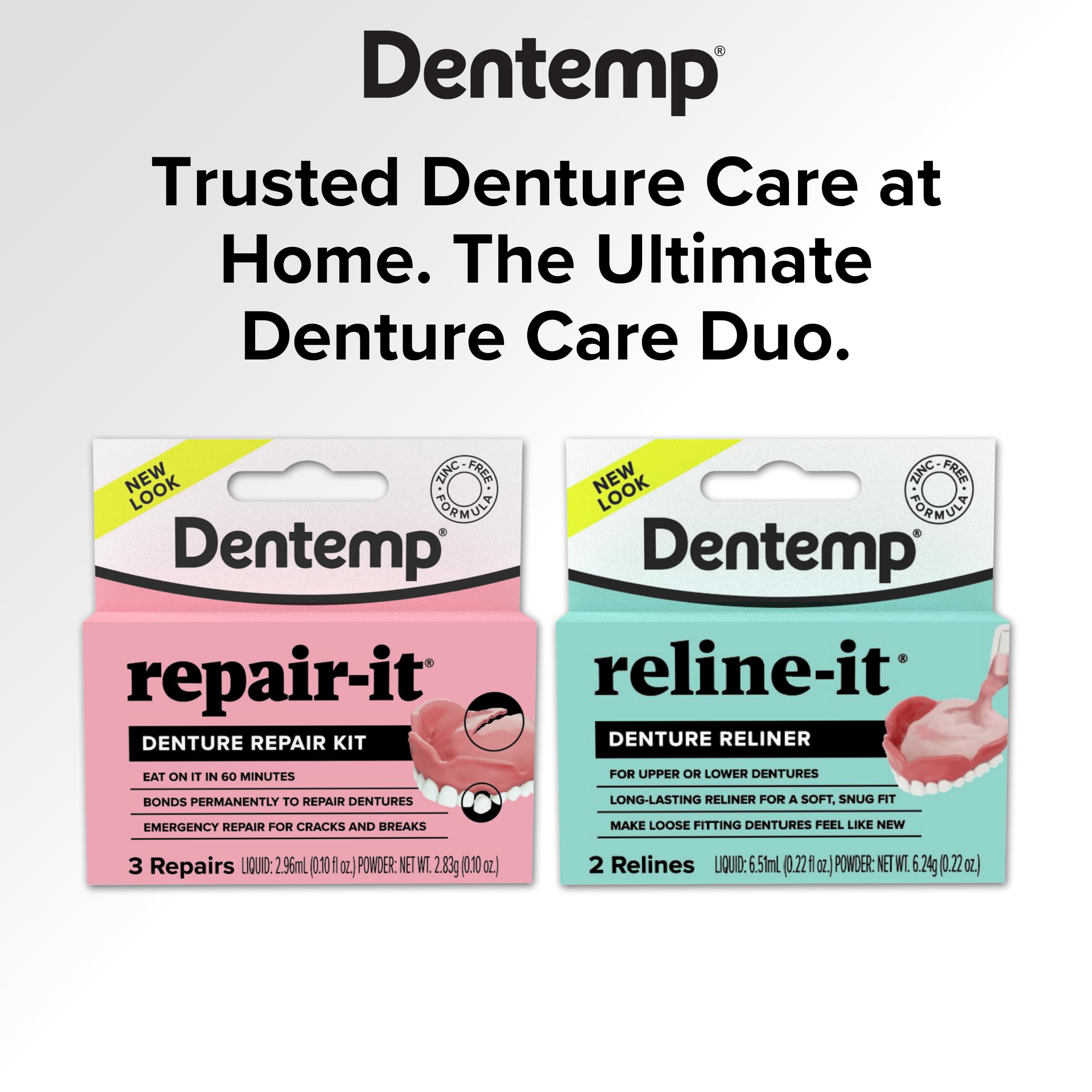 Dentemp Reline-it denture reliner applying to improve denture fit.