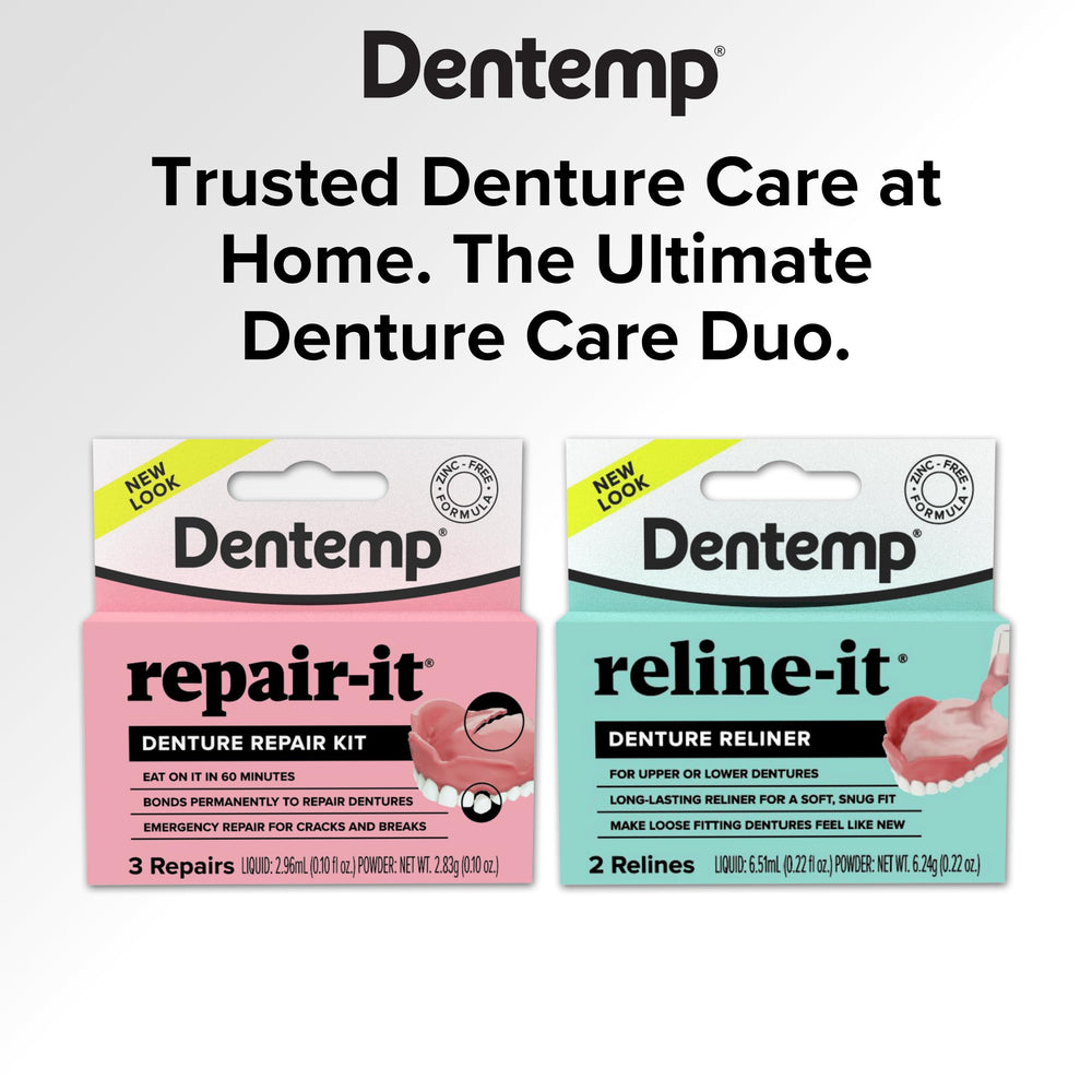 Dentemp Reline-it denture reliner applying to improve denture fit.
