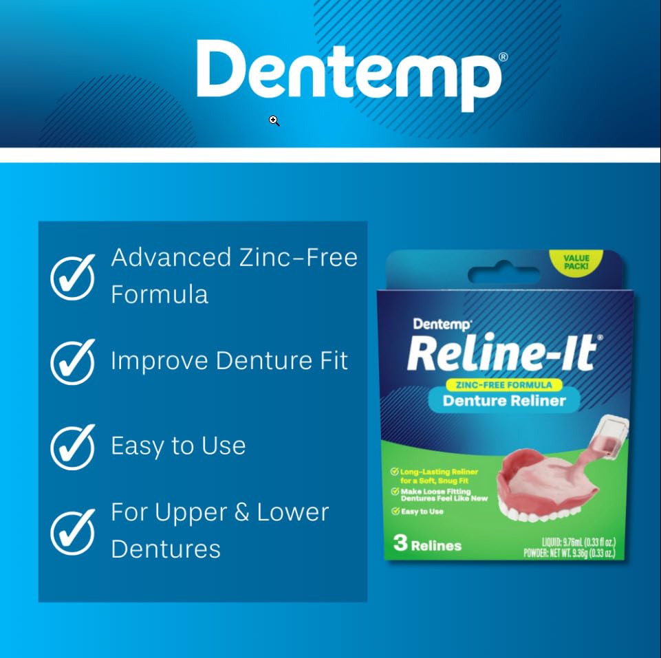 Lower denture reline with Dentemp for a firmer fit.