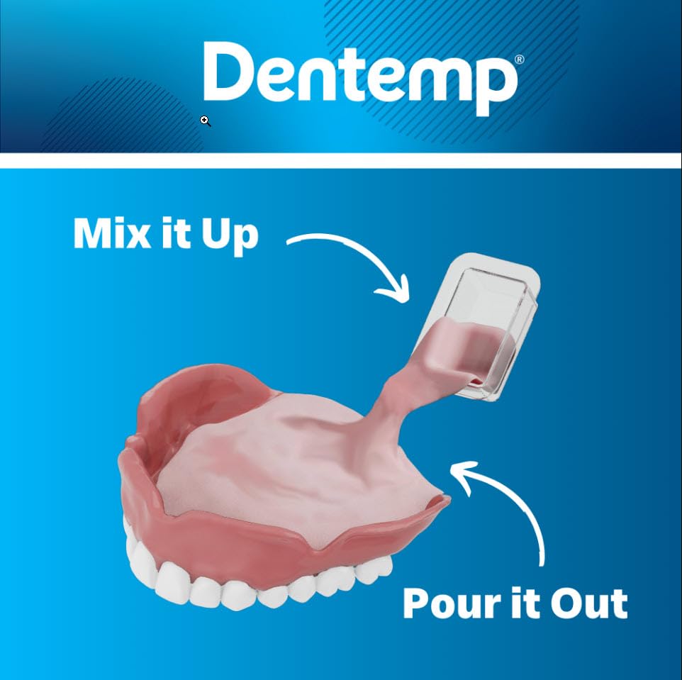 Upper denture reline with Dentemp for enhanced stability.