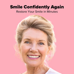 Dentemp Repair-It Kit application step photo illustrates easy denture crack mending.