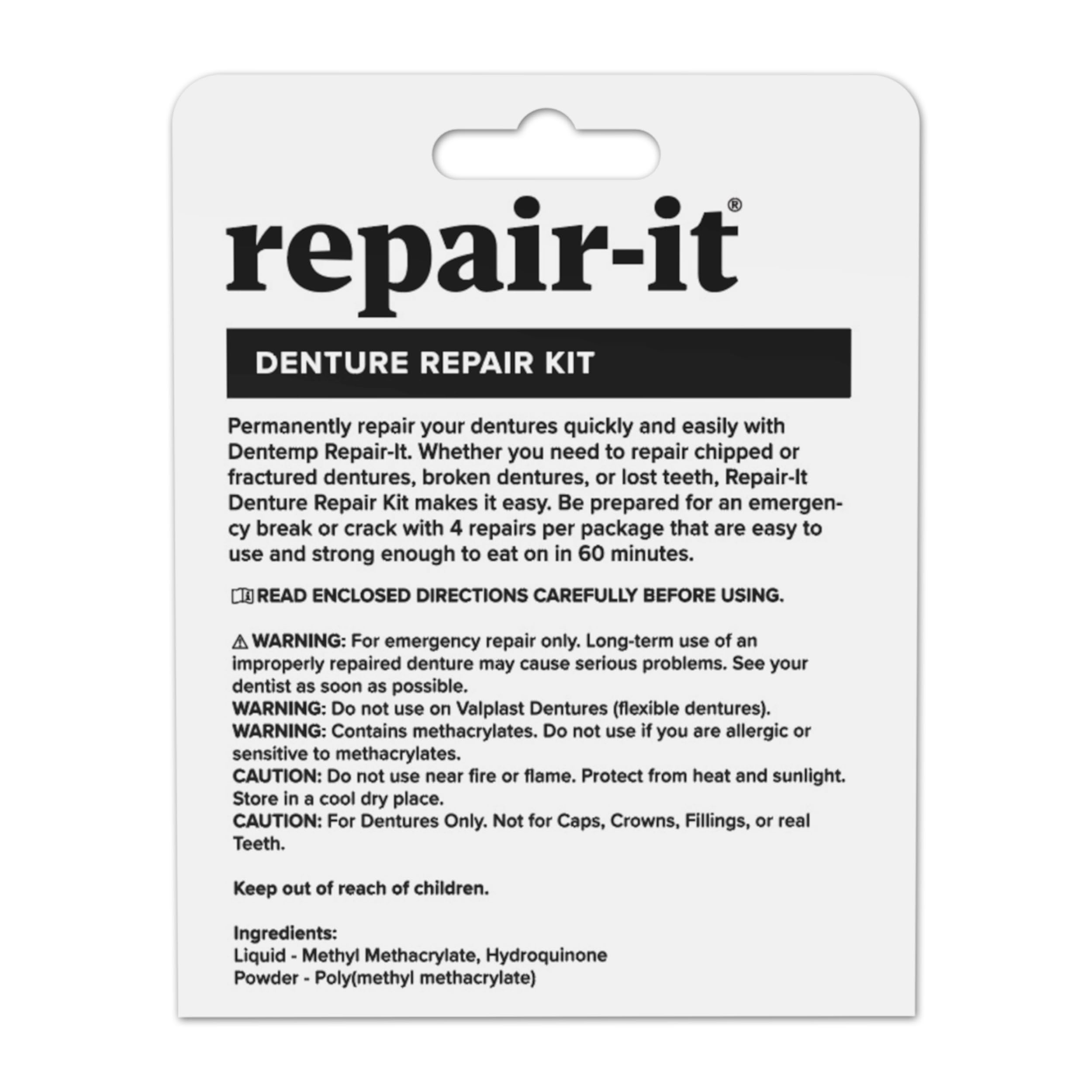 Dentemp Repair-It Kit packaging update demonstrates versatile packaging variety.