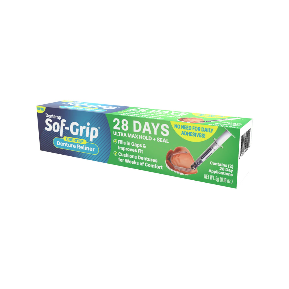 Sof-Grip syringe applying reliner for a clean, mess-free experience