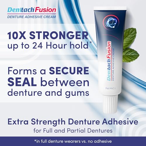 DENTTACH Fusion pack of 2 denture adhesives ready for use.