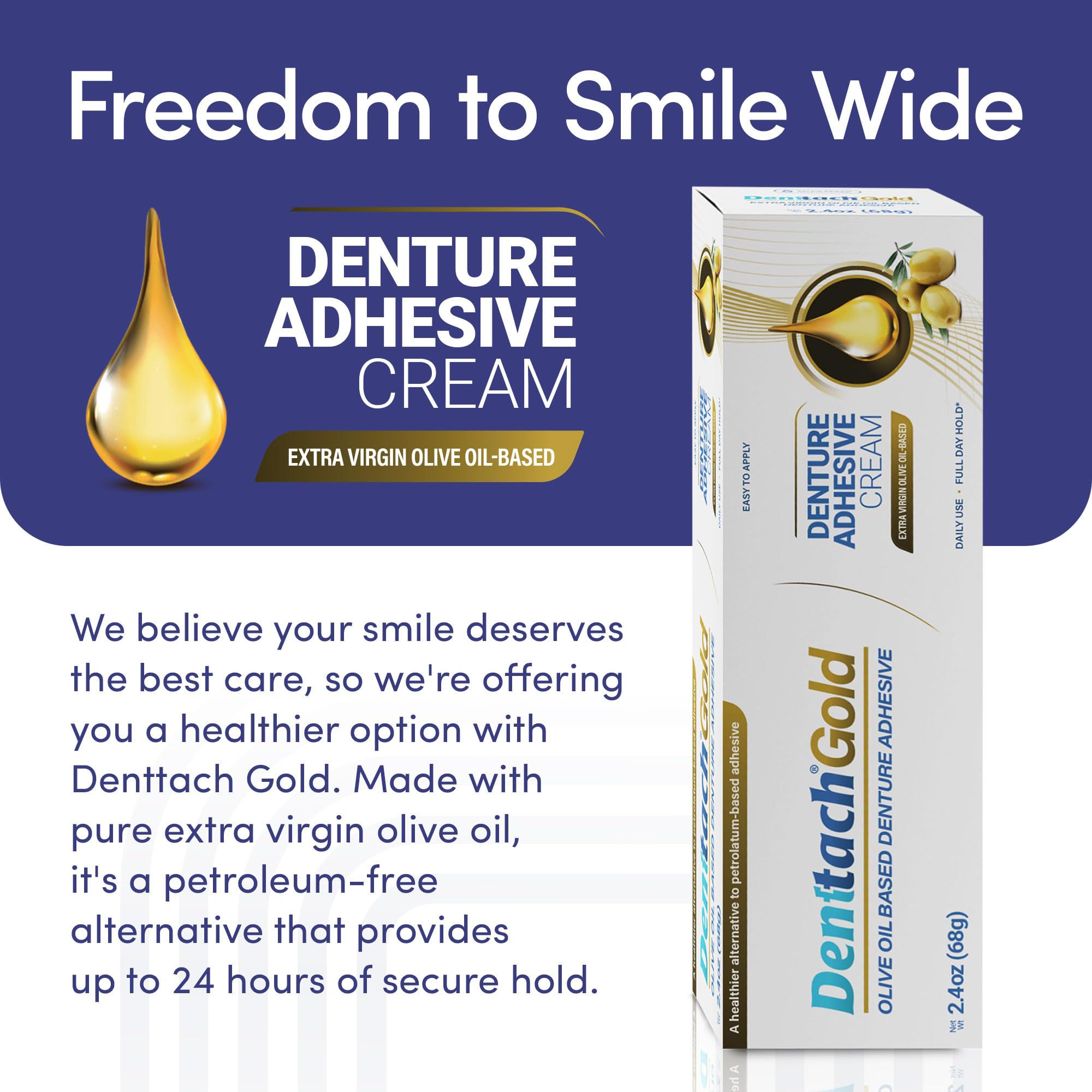 Denttach Gold smooth creamy texture spreads evenly on dentures