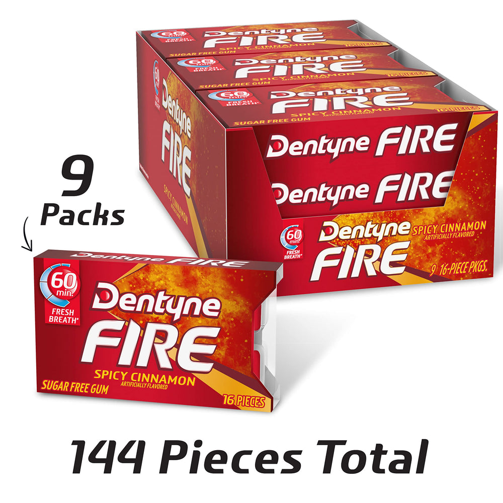 Dentyne Fire Spicy Cinnamon car-glovebox storage for quick breath refresh during drives