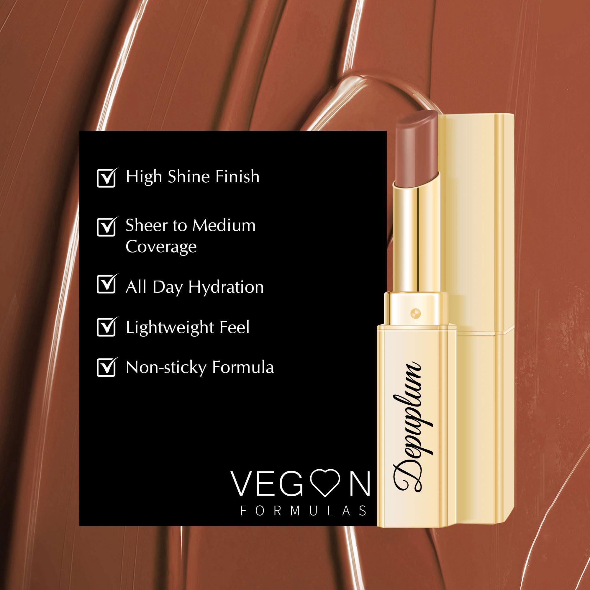 Depuplum Brown Lipstick long lasting shine for radiant lips all day