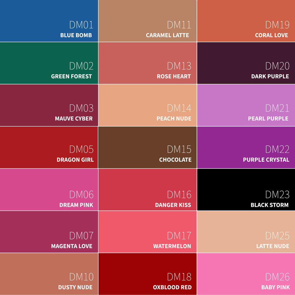 Depuplum twenty-shades collection offers bold and nude options.