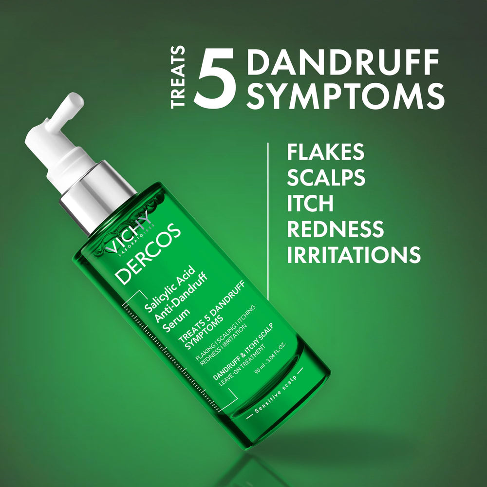 Applying Dercos serum to the scalp provides targeted itch relief and moisture.